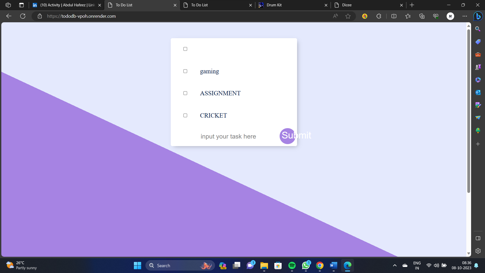 Todolist using Mongodb 